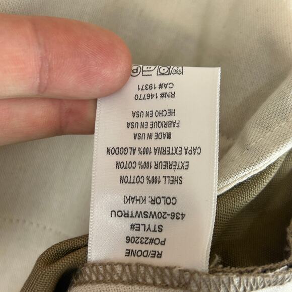 Re/Done Khaki Super Wide Trouser Pant 32" Inseam 436-20WSWTROU Women's Size 27 - Picture 7 of 11